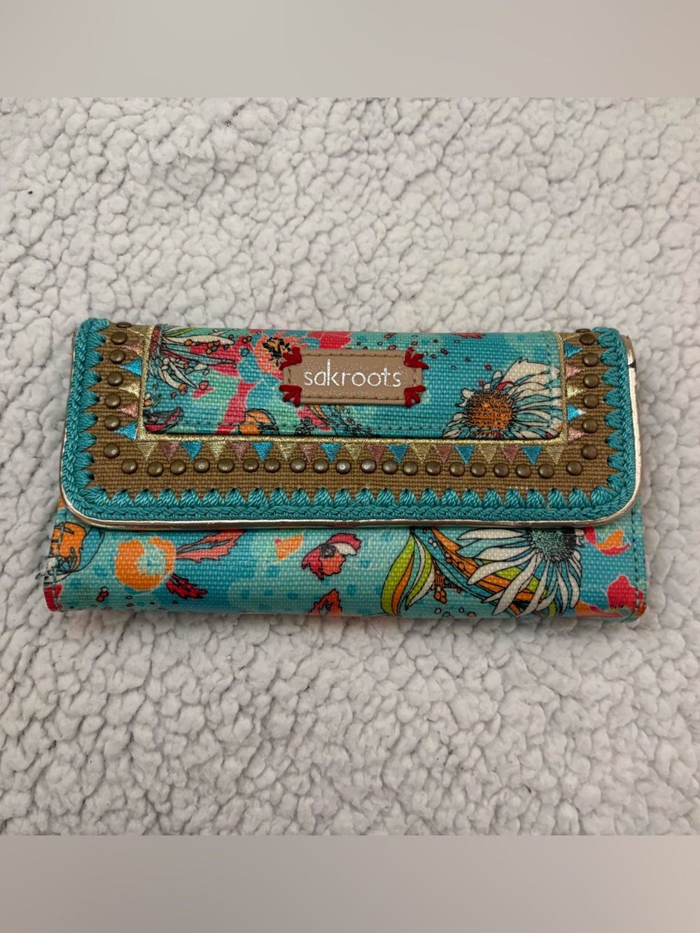 Sakroots Turquoise Floral Studded Koi Wallet